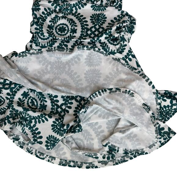 Boho Backless Halter Romper Sz Small White Green Floral Print Ruffle Resort READ - Picture 11 of 16